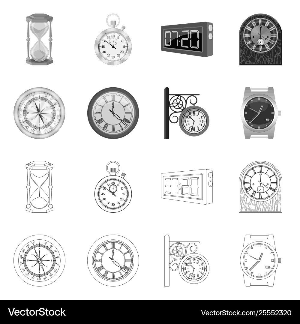 Isolated object clock and time logo collection Isolated object clock and time logo collection vector image