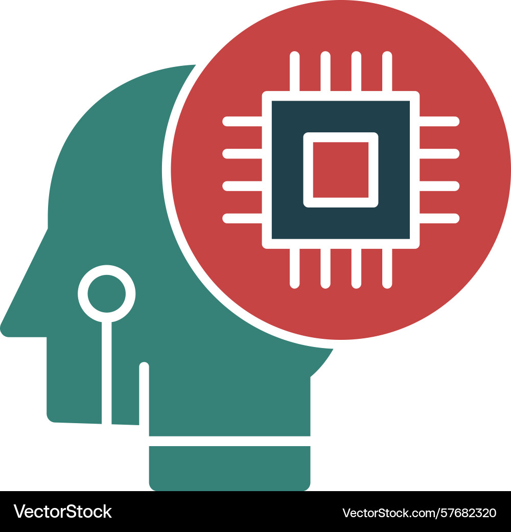 Neural interface glyph multi color icon Vector Image