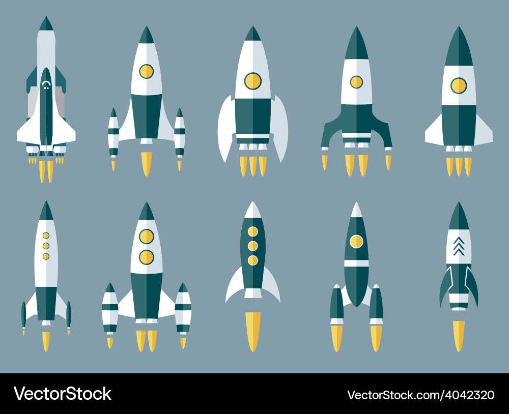 Rocket Spaceship Collection Vector Image