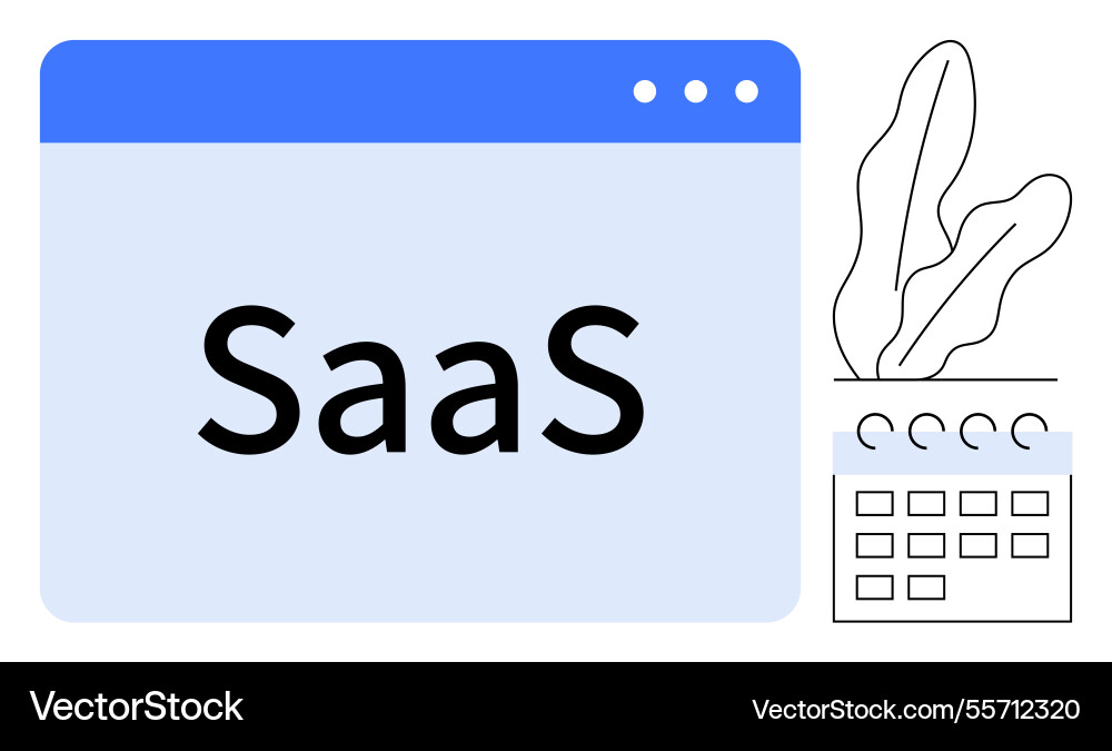 Saas concept with browser window calendar vector image