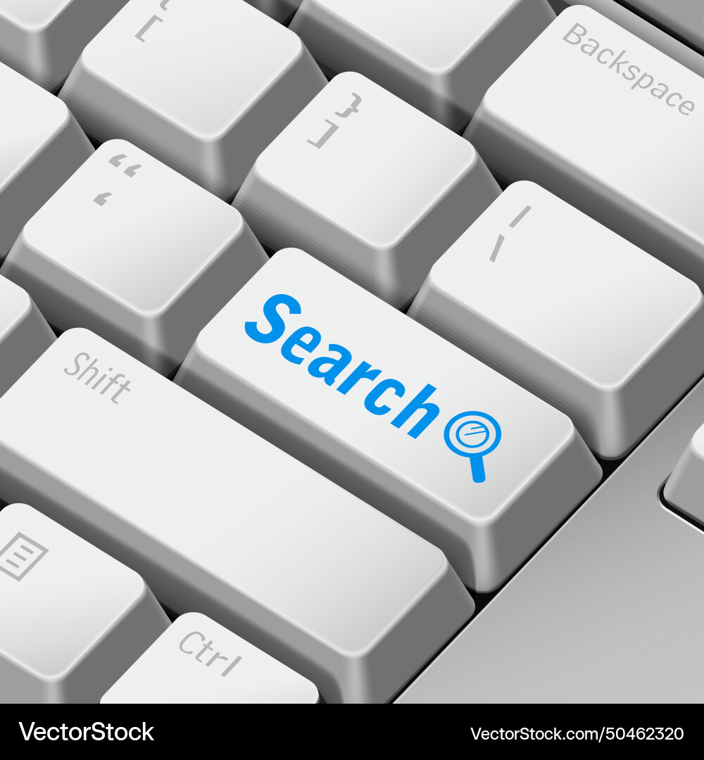 Search concept with 3d computer keyboard Search concept with 3d computer keyboard Vector Image