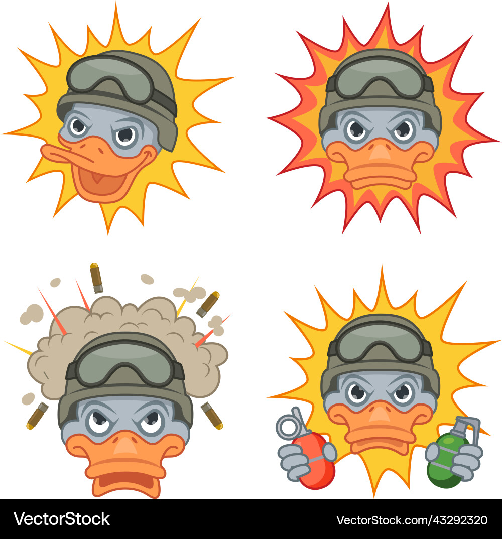 Set von handgezeichneten Soldaten Enten lachen immer Set von handgezeichneten Soldaten Enten lachen immer vektorbild