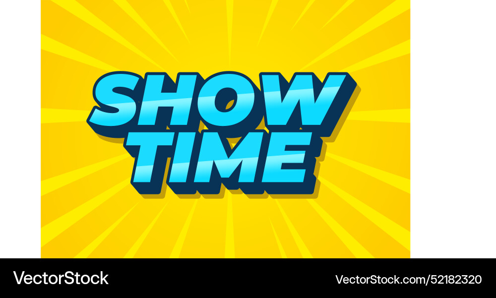Show time text effect in 3d style with good colors Vector Image