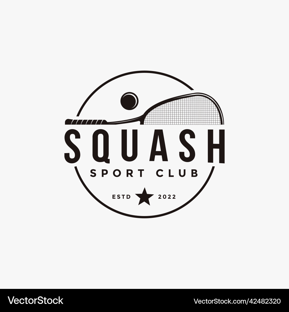 Vintage squash logo icon on white background Vintage squash logo icon on white background vector image