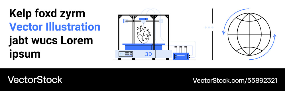 3d printing process with heart model and rotating 3d printing process with heart model and rotating vector image