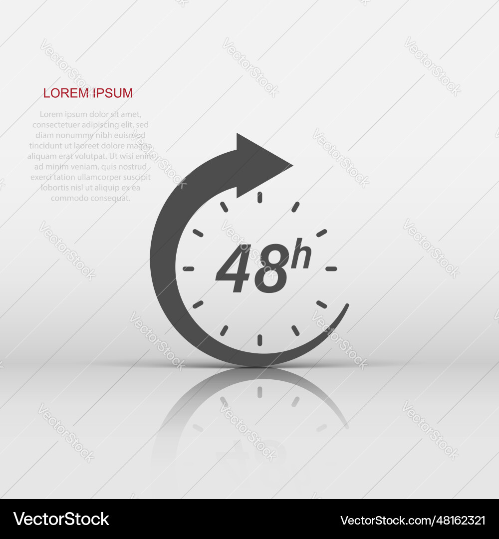 48 hour clock icon in flat style timer countdown 48 hour clock icon in flat style timer countdown vector image