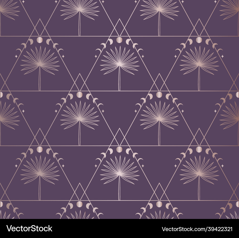 Abstract background seamless pattern moon and palm Abstract background seamless pattern moon and palm Vector Image