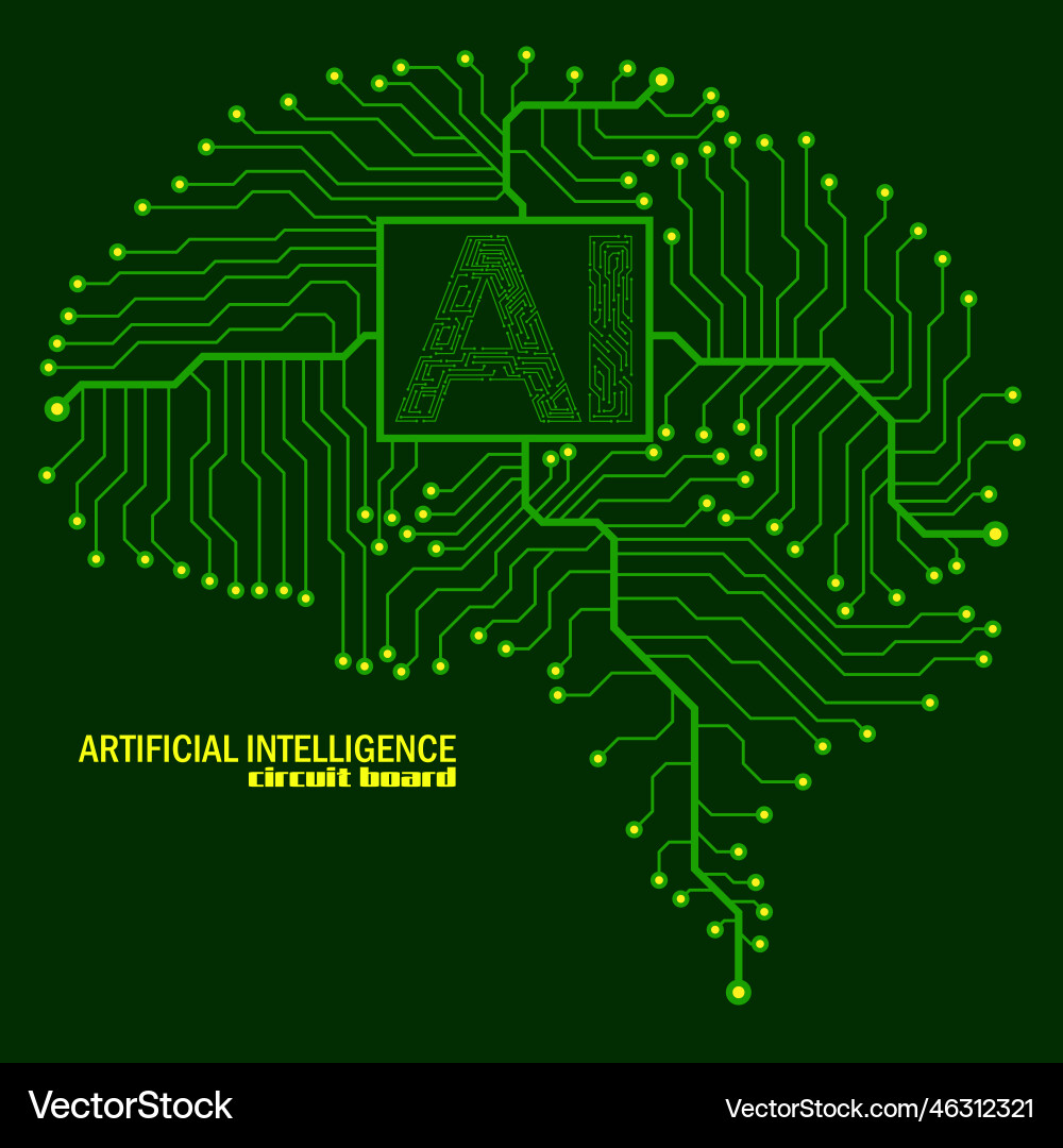 Abstract technological brain with artificial Abstract technological brain with artificial Vector Image