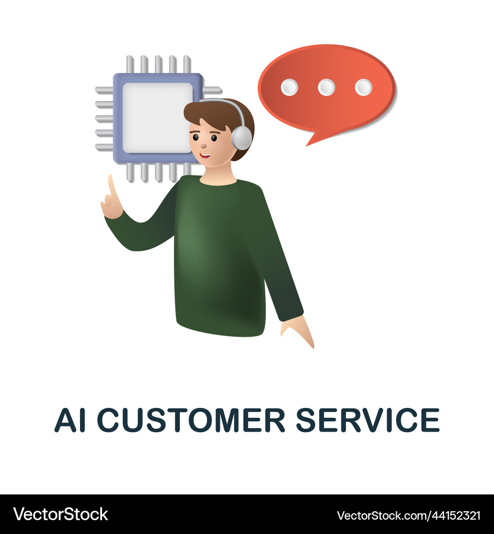 Ai customer service icon 3d from data science Ai customer service icon 3d from data science vector image