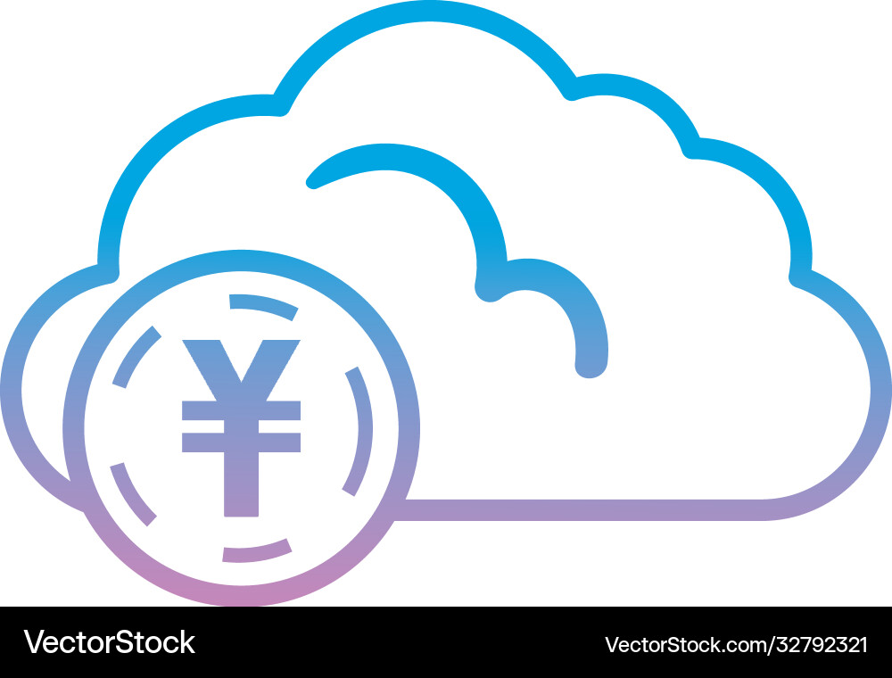 Cloud Computing mit Yuan Münze Gradienten-Symbol Cloud Computing mit Yuan Münze Gradienten-Symbol vektorbild