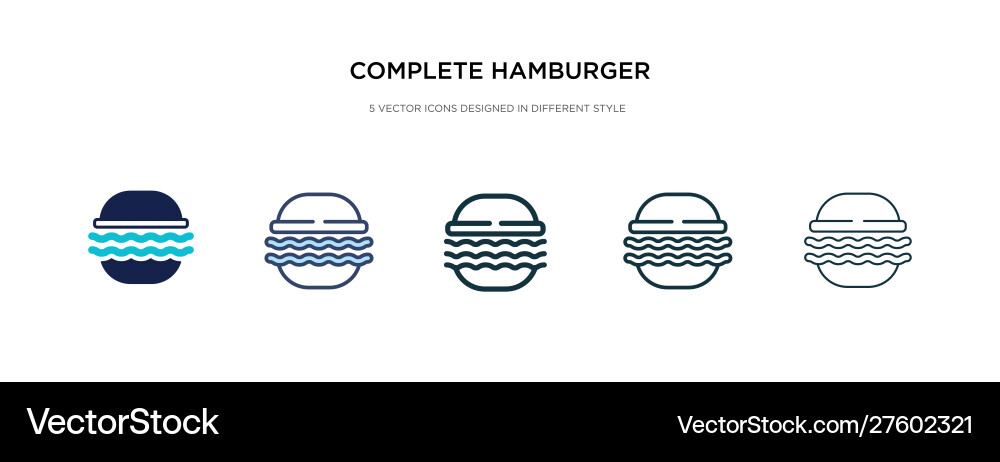 Complete hamburger icon in different style two vector image