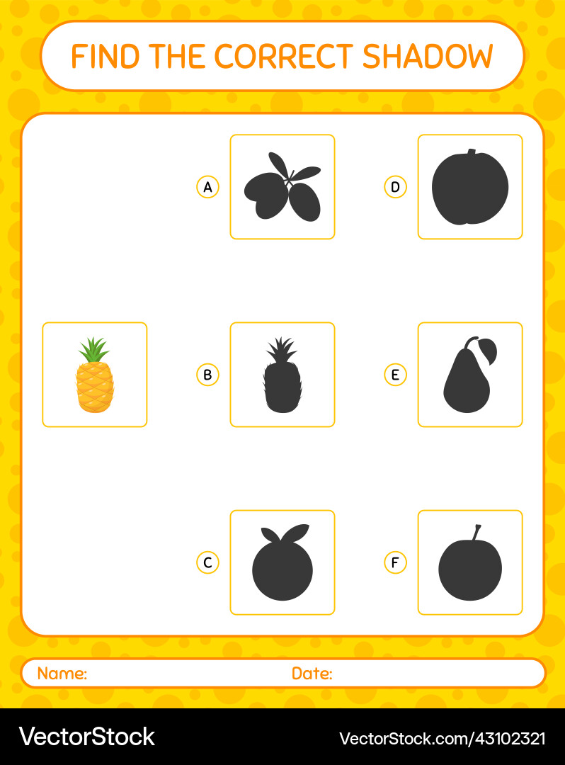 Find the correct shadows game with pineapple Find the correct shadows game with pineapple Vector Image