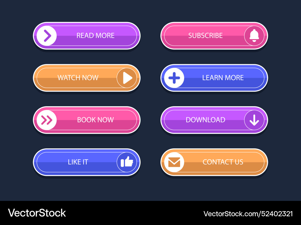 Flat call to action button collection vector image