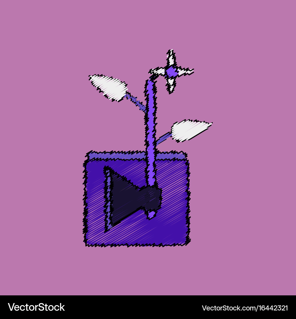 Flat shading style icon axe with buds Vector Image