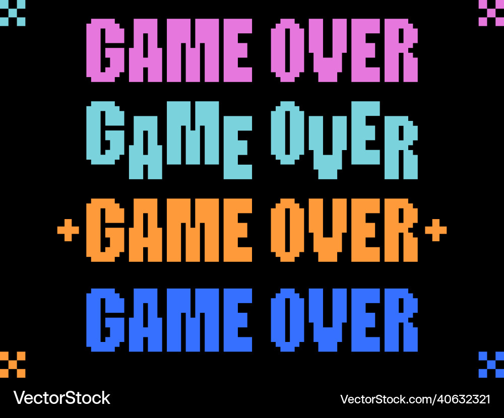 Game over pixel art text informing about Game over pixel art text informing about Vector Image