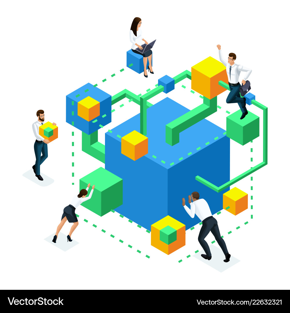 Isometric brain development concept creating neur Isometric brain development concept creating neur vector image