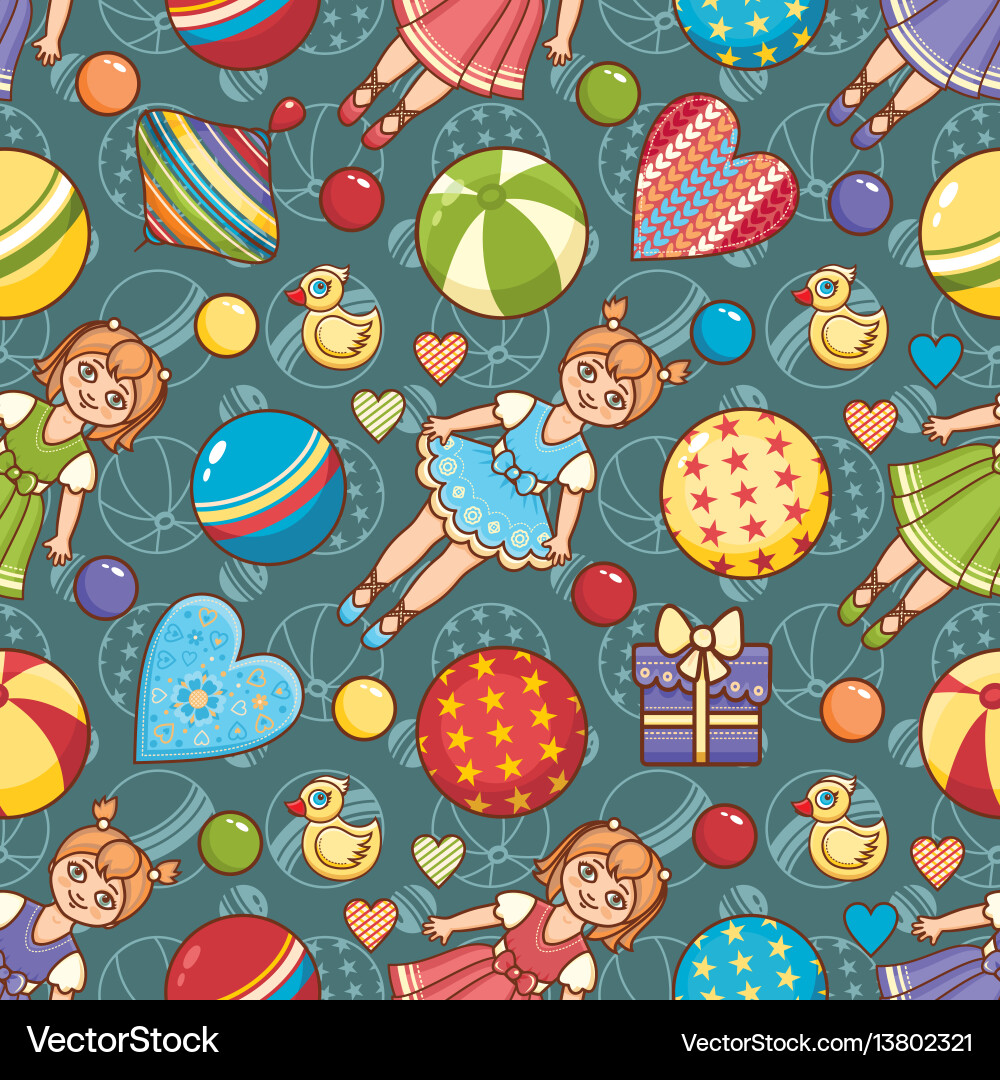 Kid toy seamless pattern design element vector image