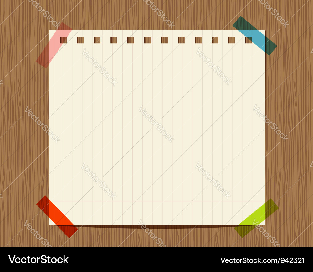 Lined Paper on Wooden Wall vector image