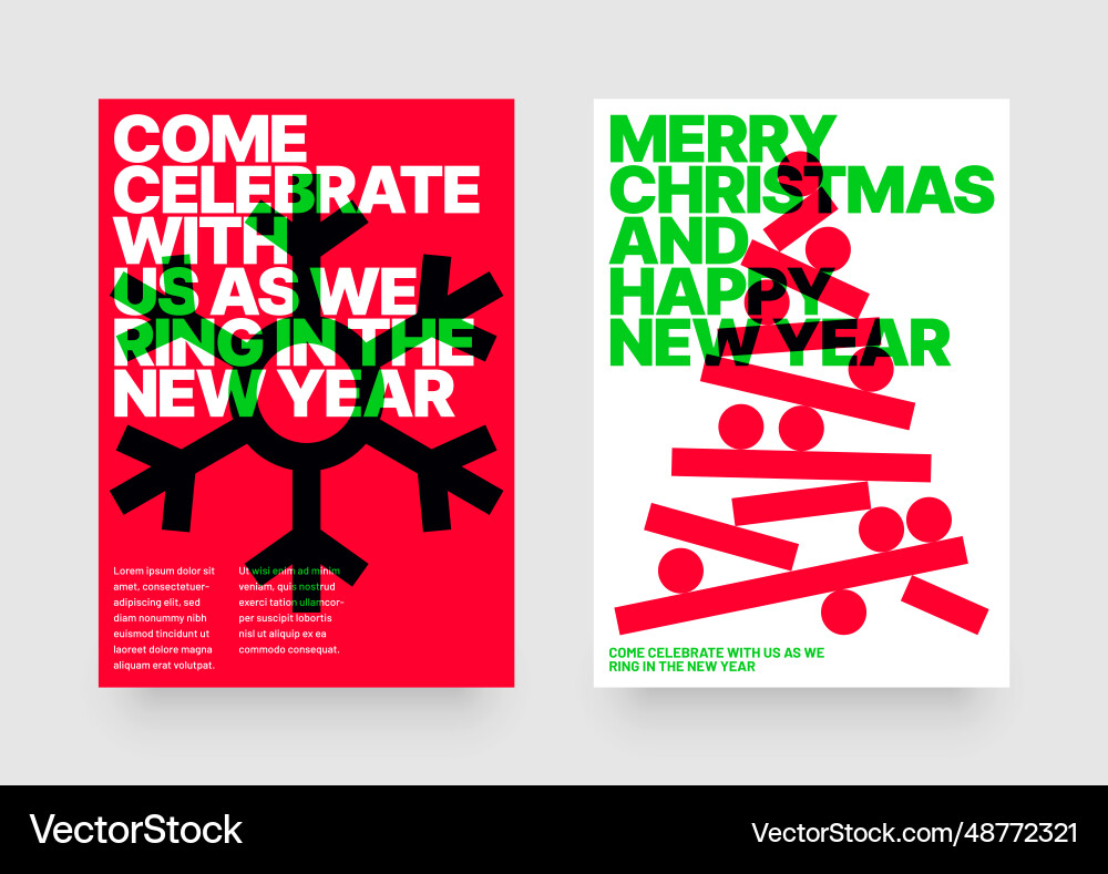Merry Christmas & Happy New Year Poster Vector Image