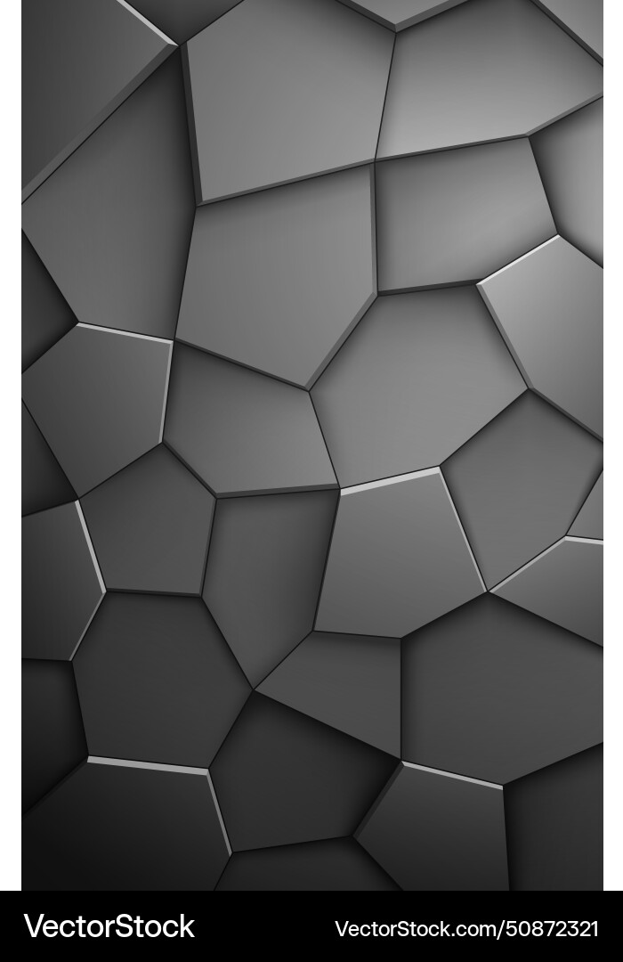 Multifaceted 3d figures in gray tones Vector Image