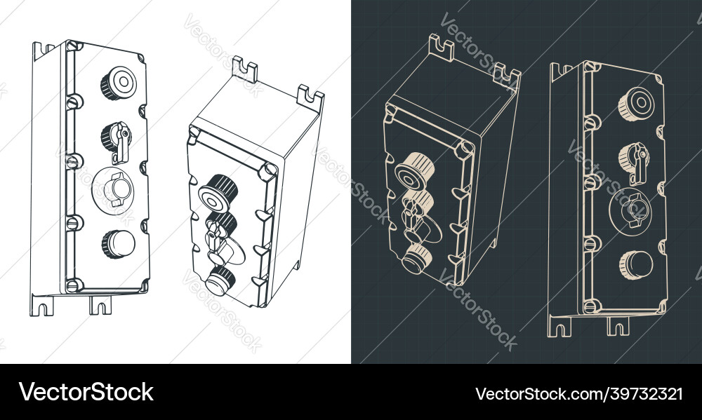 Push button switch control box Push button switch control box vector image