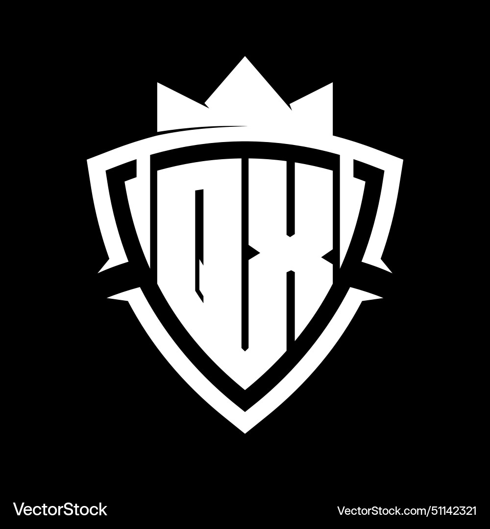 Qx letter monogram with triangle curve shield Qx letter monogram with triangle curve shield Vector Image