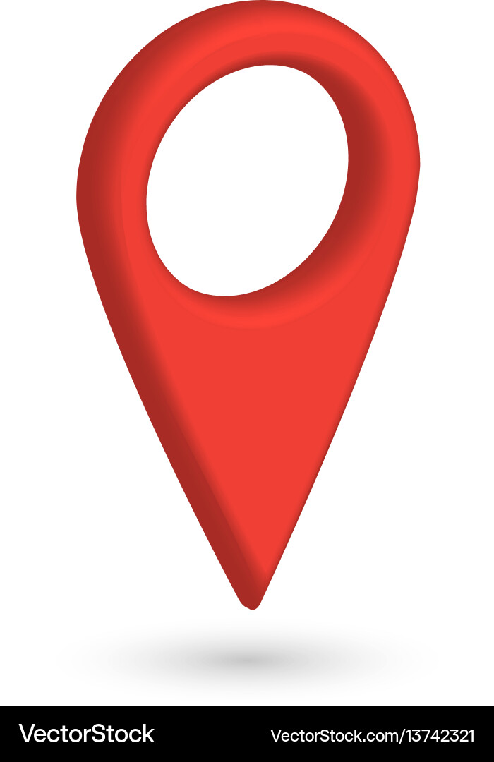 Red 3D Map Pointer with Shadow Vector Image