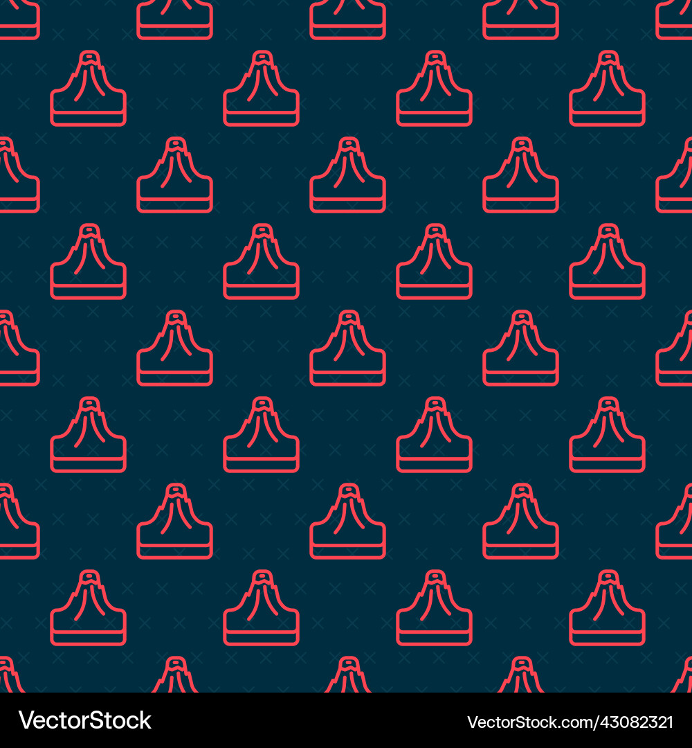 Red line volcano icon isolated seamless pattern Vector Image