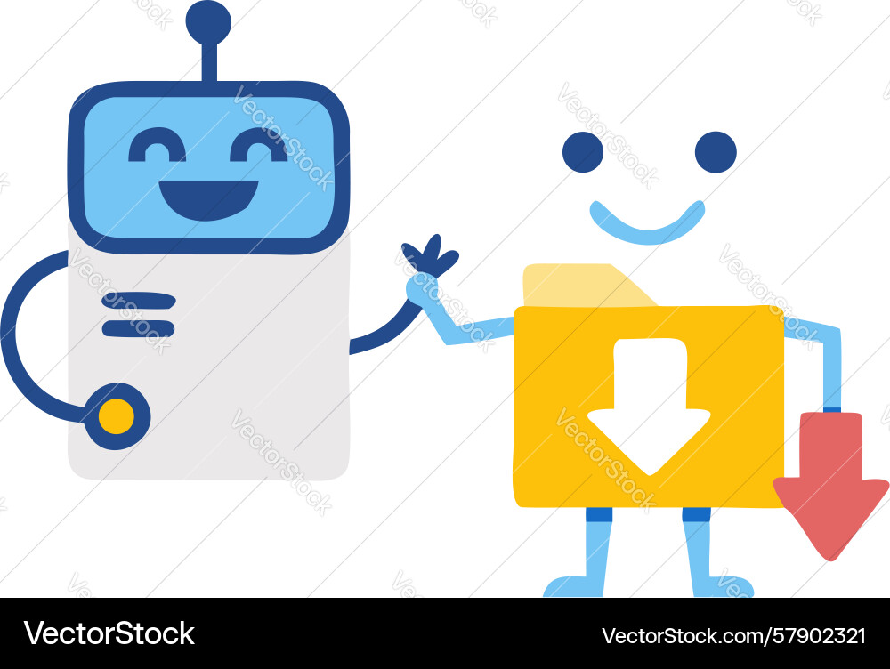 Robot file download assistant ai tech support Vector Image