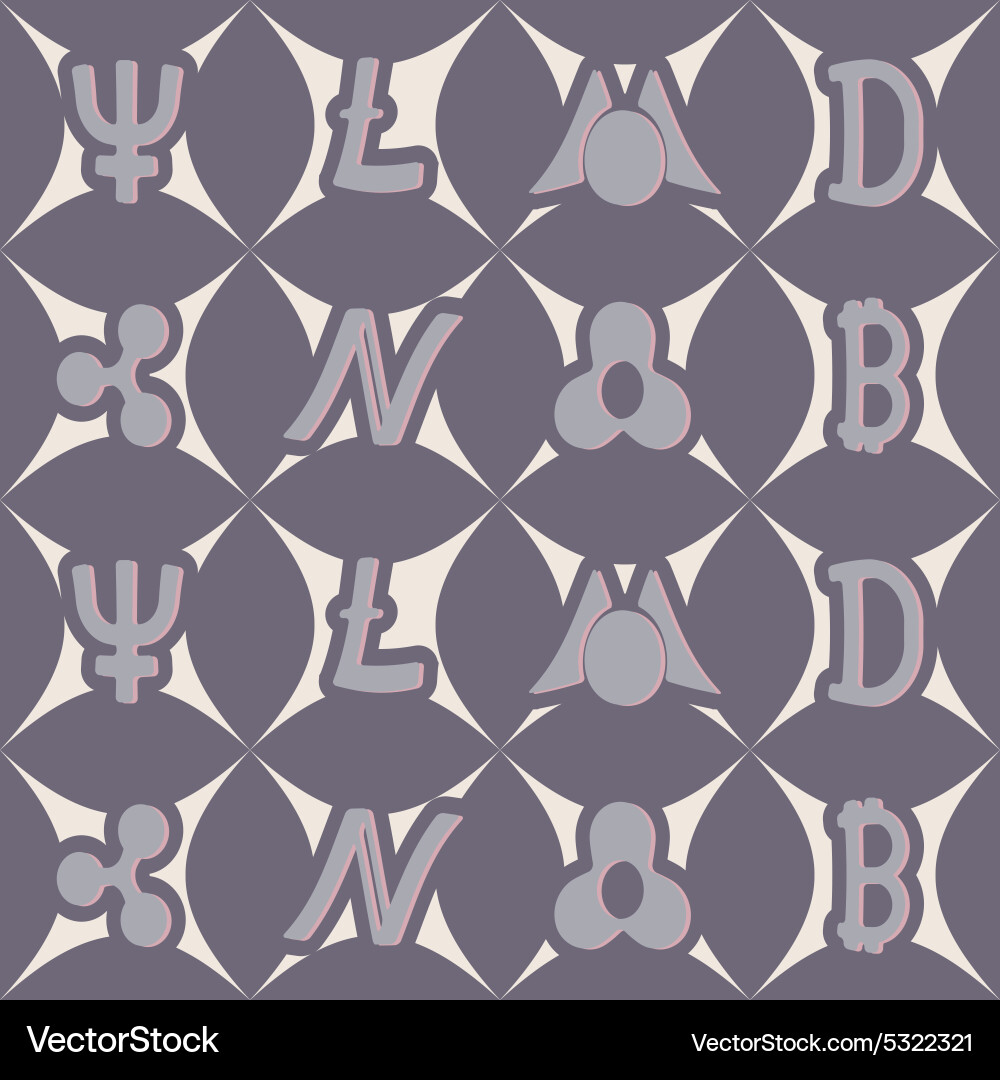 Seamless pattern with different cryptocurrency vector image