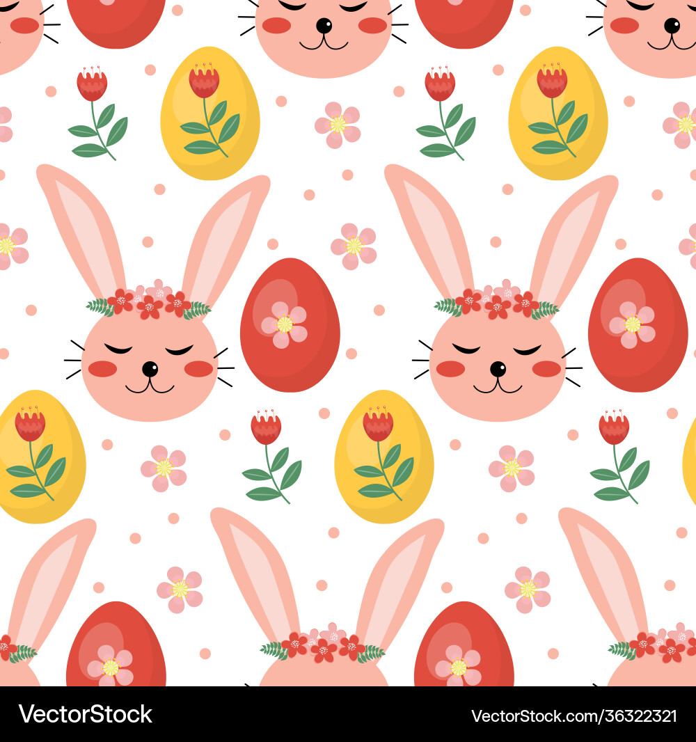 Seamless spring pattern with rabbits vector image