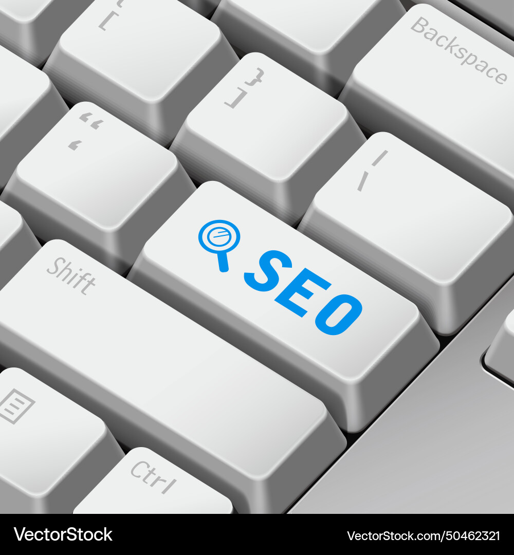 Seo concept with 3d computer keyboard Seo concept with 3d computer keyboard Vector Image