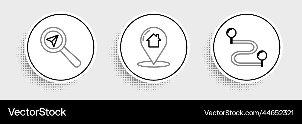 Set line route location search and map pointer Set line route location search and map pointer Vector Image