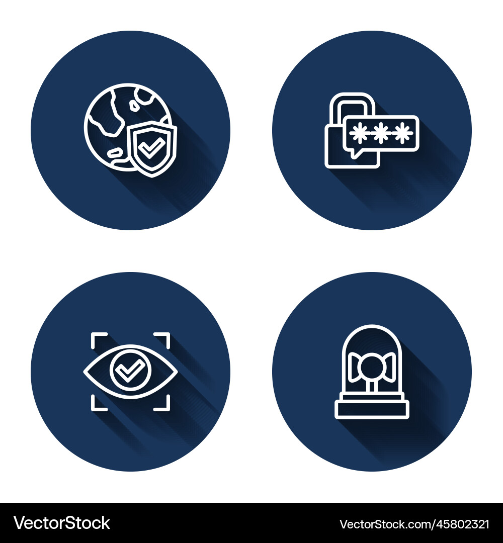 Set line shield with world globe cyber security vector image