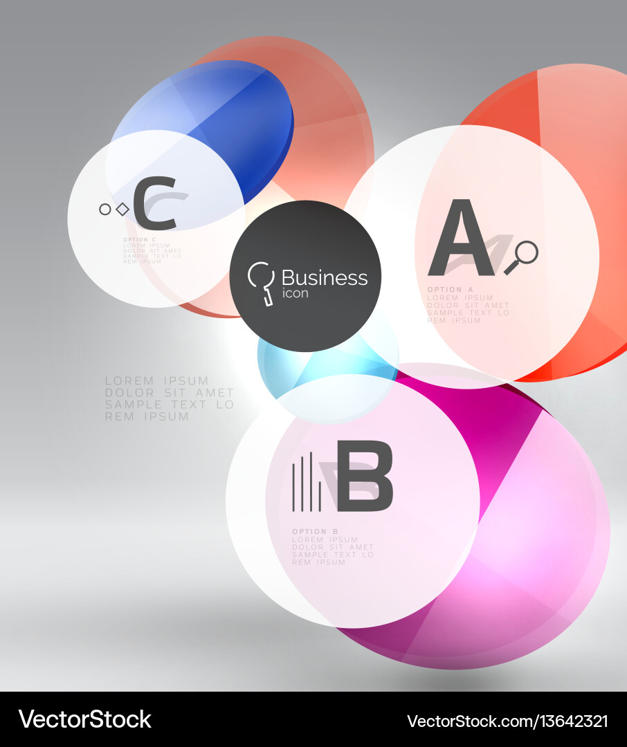 Shiny circles with text in 3d space Shiny circles with text in 3d space Vector Image