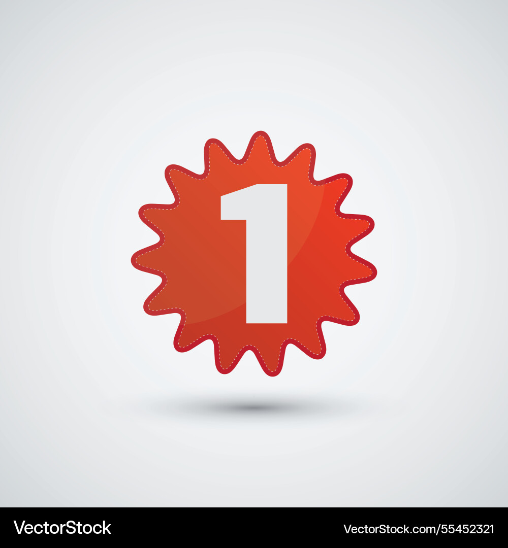 Text number one on the round label in flat design Vector Image