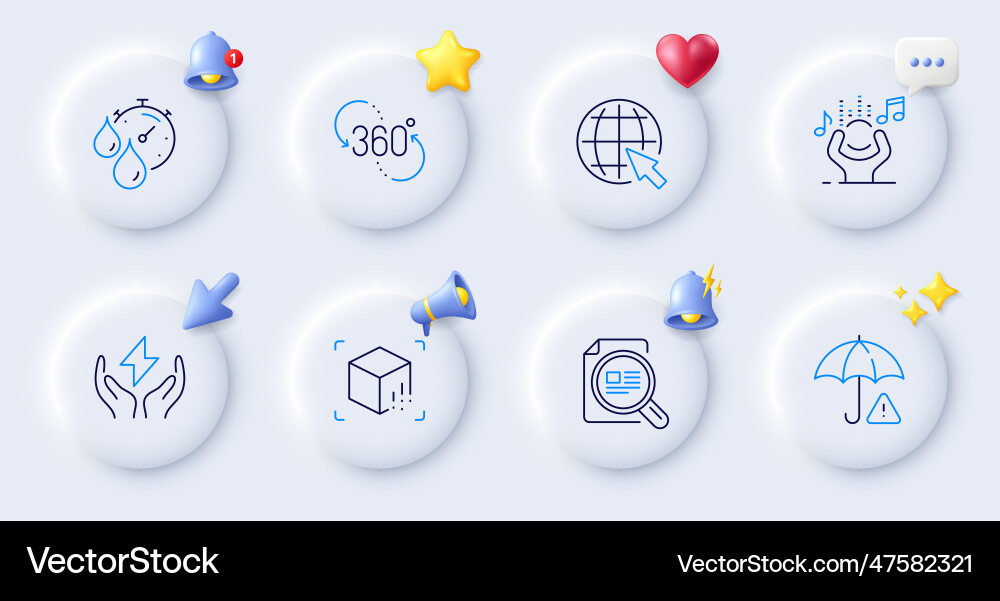 Timer noise and safe energy line icons for web Timer noise and safe energy line icons for web vector image