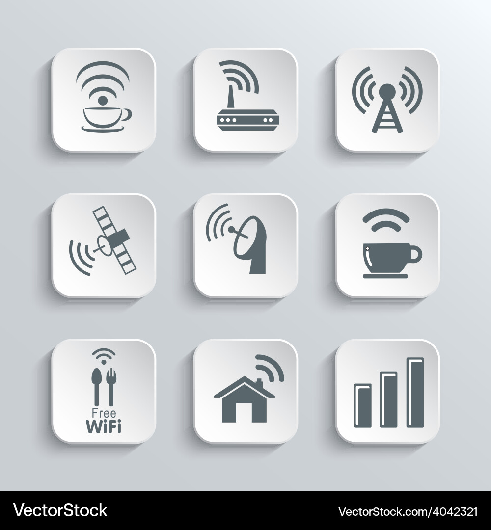Wireless and wi-fi web icons set Vector Image
