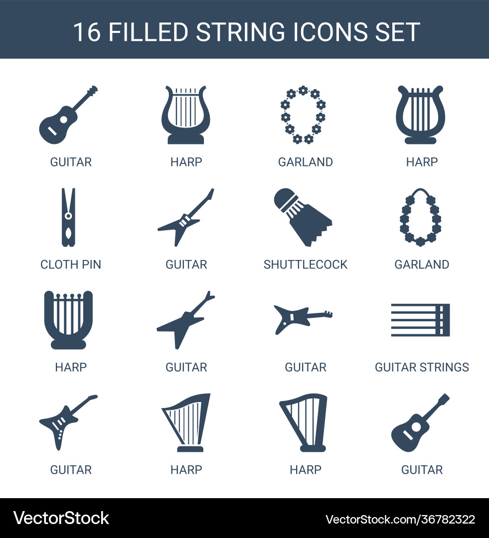 16 string icons 16 string icons vector image