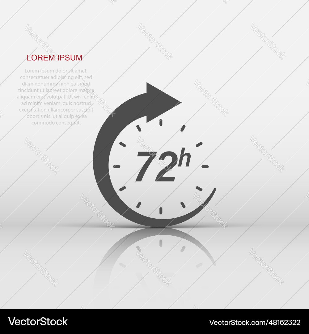 72 hour clock icon in flat style timer countdown Vector Image