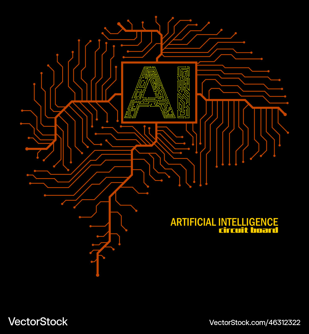 Abstract technological brain with artificial Vector Image