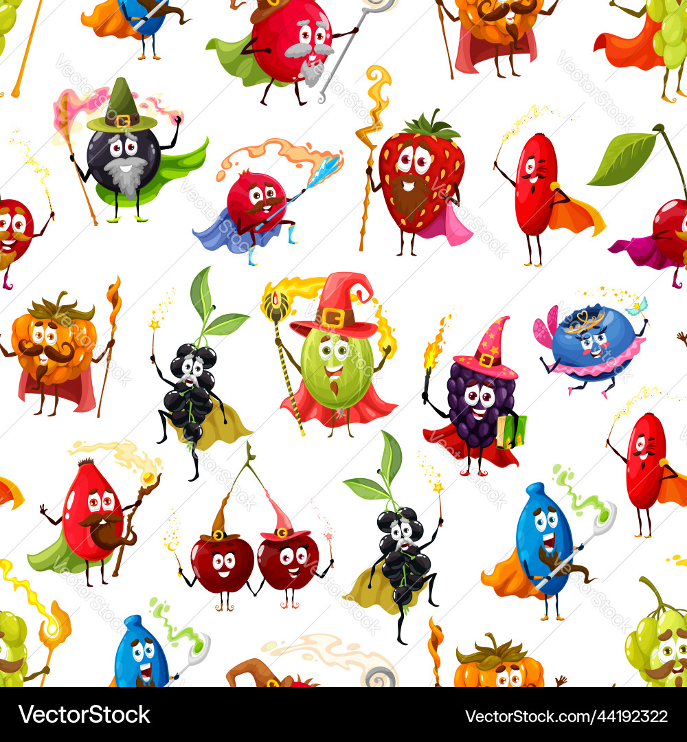 Berry Wizards Pattern Vector Image