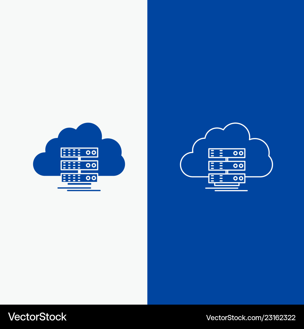 Cloud storage computing data flow line and glyph Cloud storage computing data flow line and glyph vector image