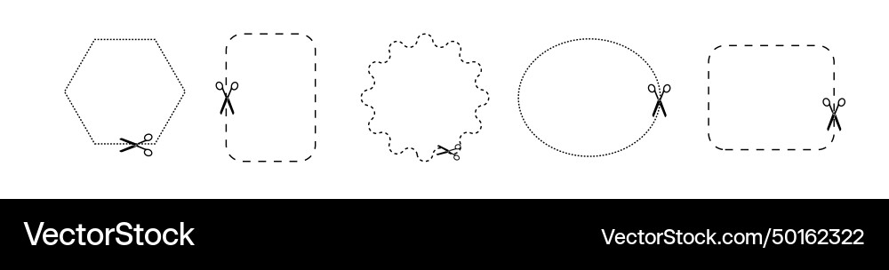 Cut here icon symbol lines with scissors Cut here icon symbol lines with scissors Vector Image
