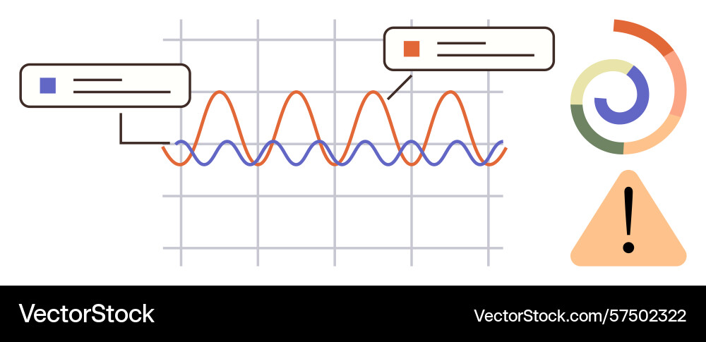 Data analysis with line graphs commentary boxes Data analysis with line graphs commentary boxes vector image