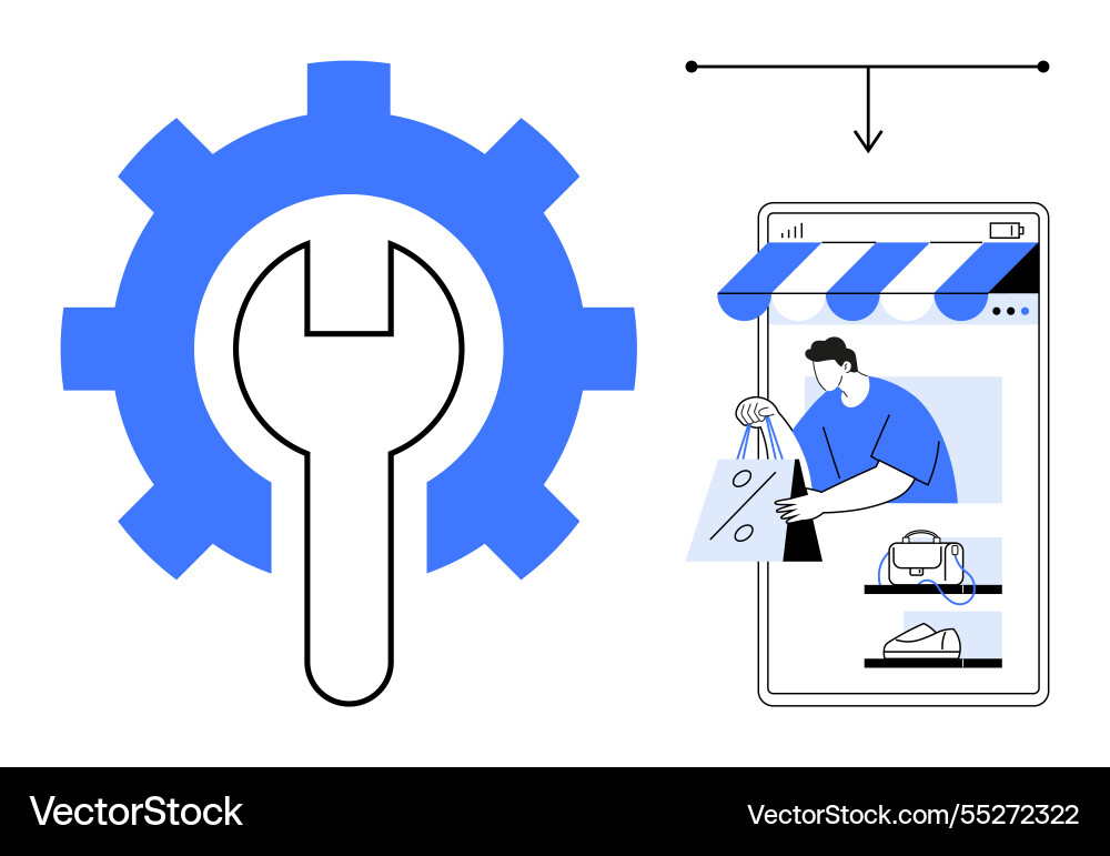 E-commerce optimization through technical support E-commerce optimization through technical support Vector Image