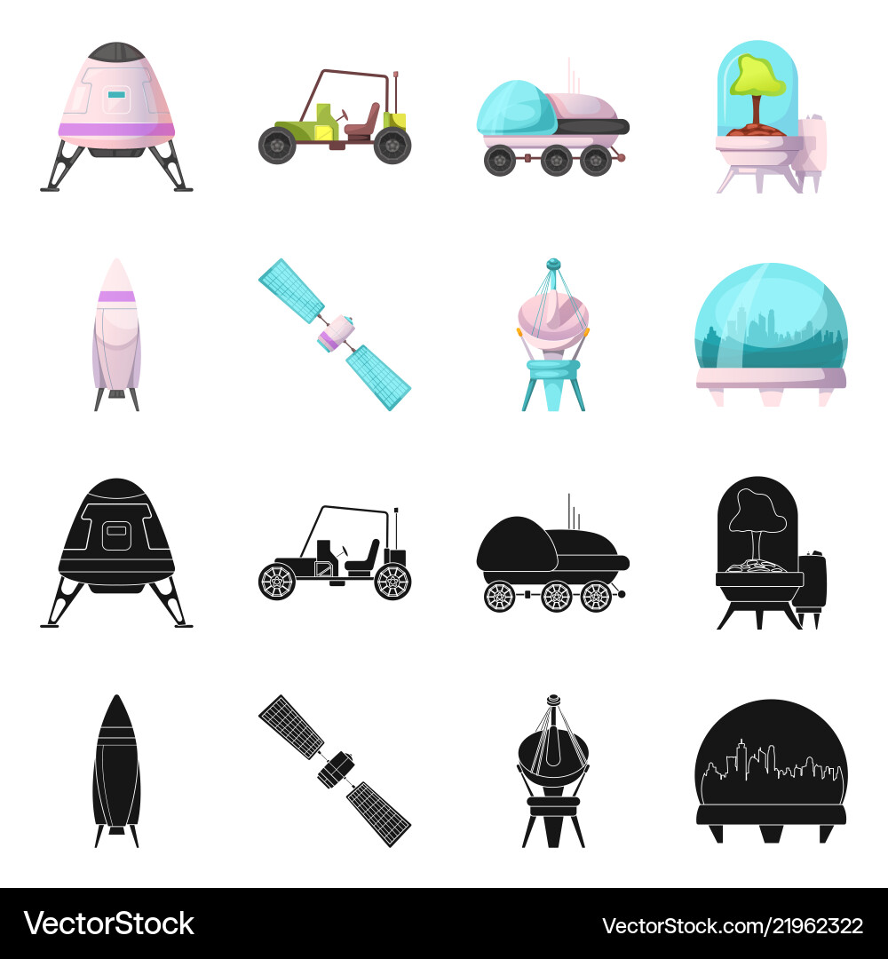 Isolated object of mars and space icon collection vector image