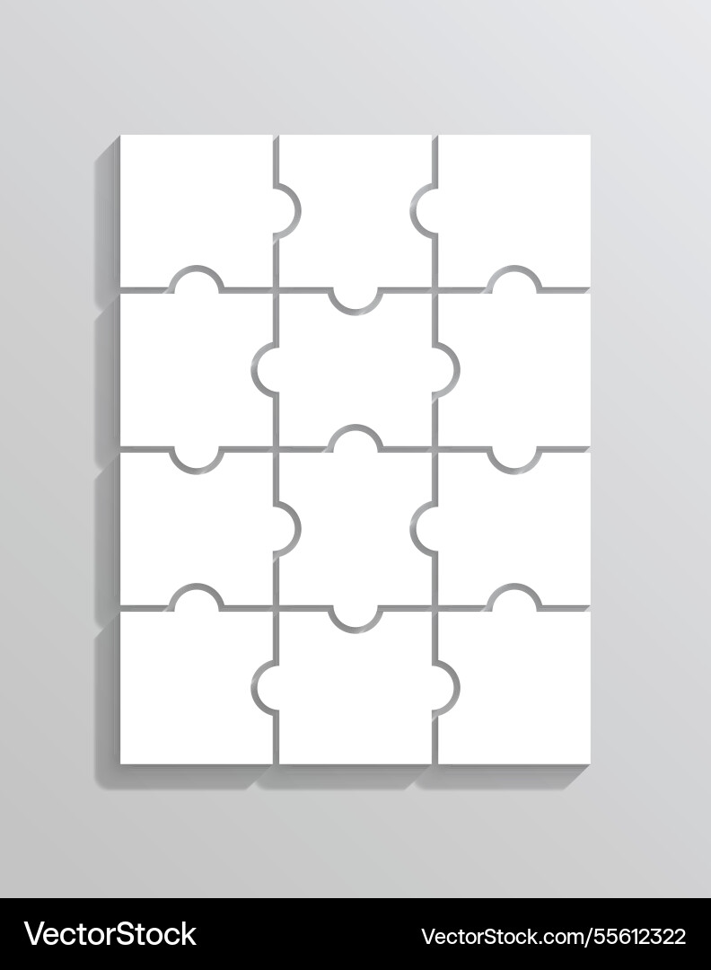 Jigsaw outline grid 4x3 elements puzzle with 12 Jigsaw outline grid 4x3 elements puzzle with 12 vector image