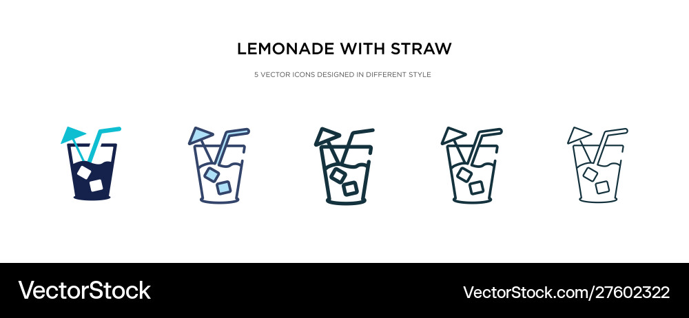 Lemonade with straw icon in different style two Vector Image