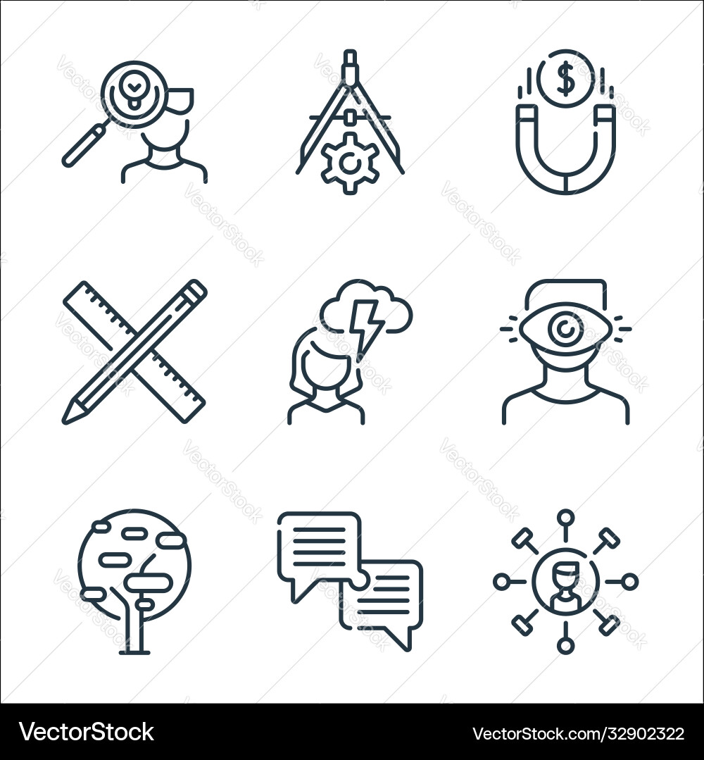 Life skills line icons linear set quality Life skills line icons linear set quality vector image